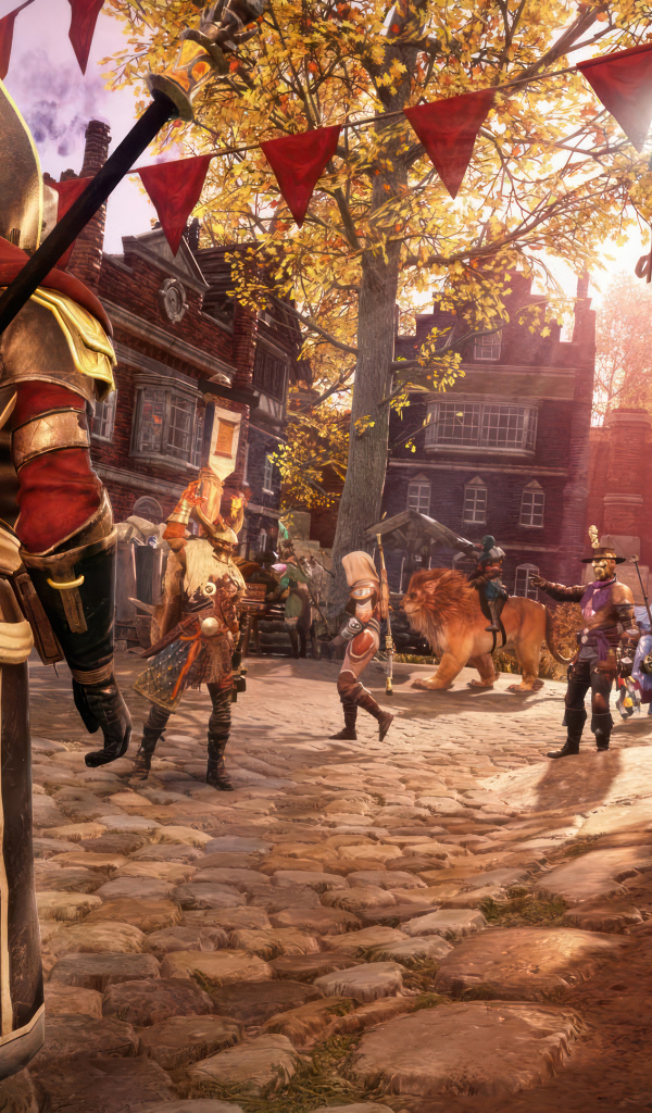 Улица города в компьютерной игре New World: Aeternum, 2024