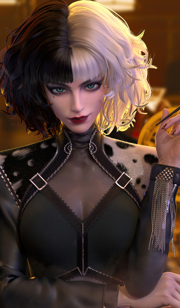 Круэлла с сигаретой в баре