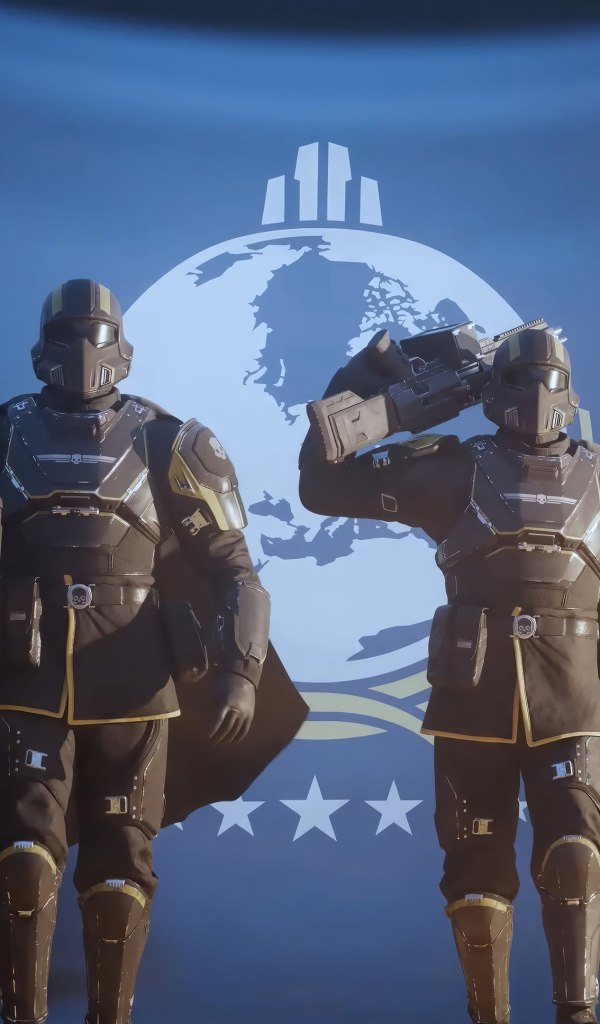 Четыре солдата из компьютерной игры Helldivers 2