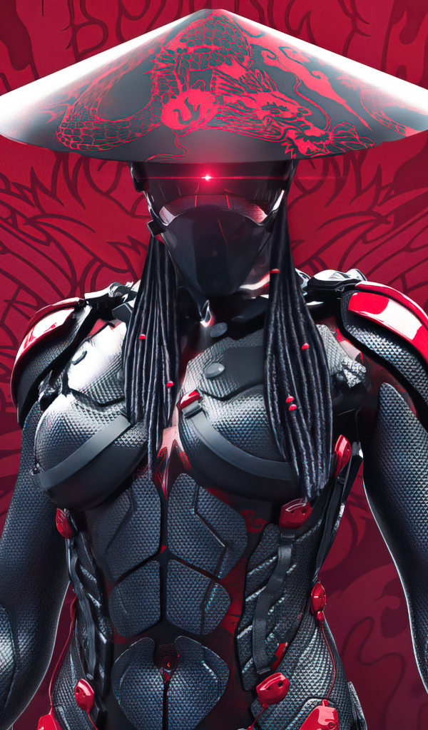 Три воина на красном фоне 