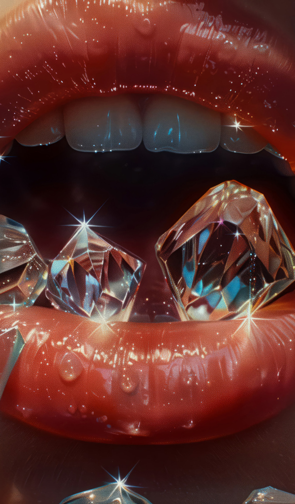 Женские губы с бриллиантами