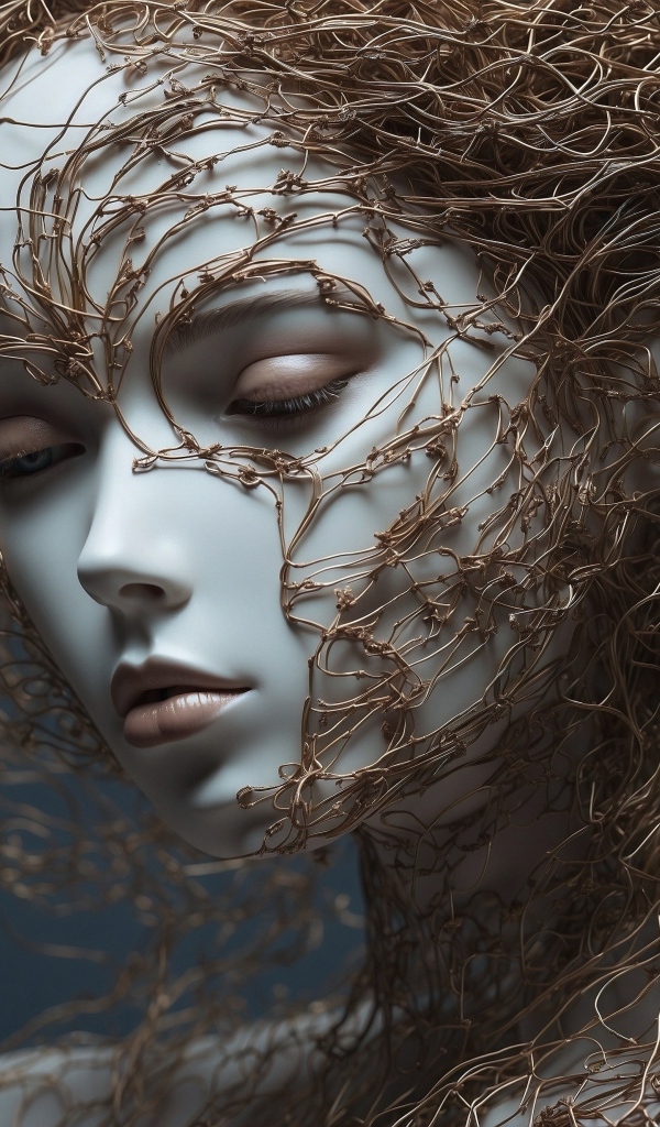 Девушка 3д покрыта сетями