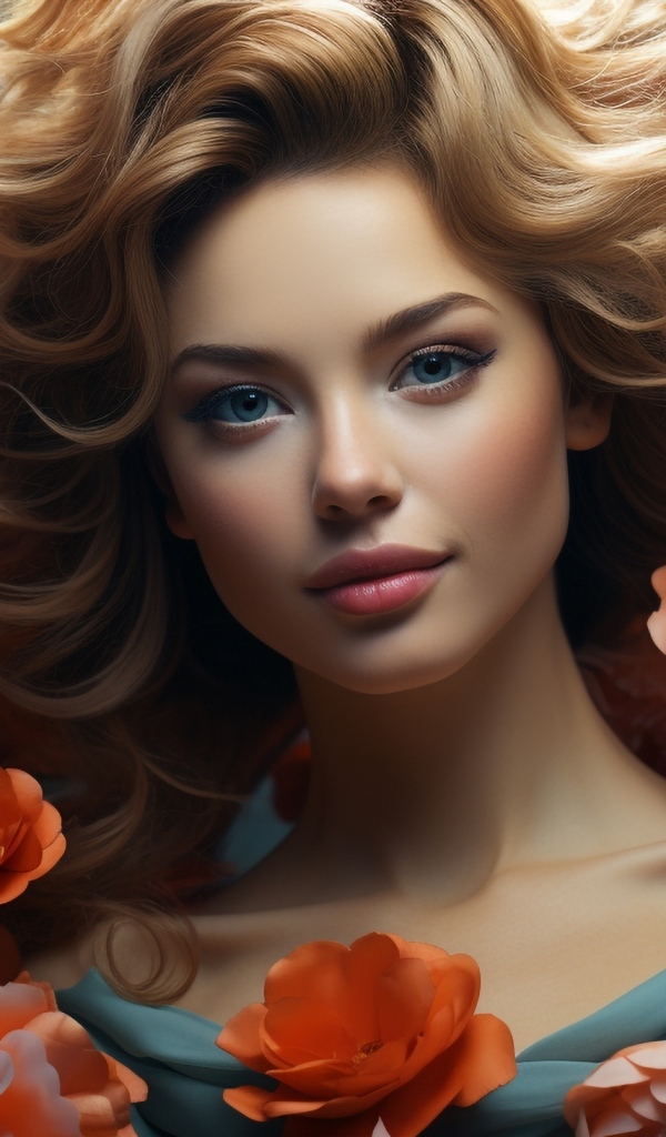 Красивая голубоглазая девушка в цветах