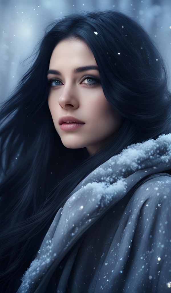 Красивая темноволосая девушка в лесу