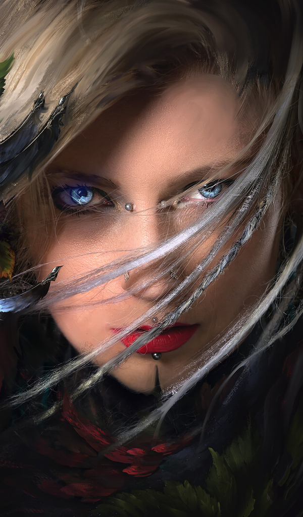 Красивая девушка со светящимися голубыми глазами