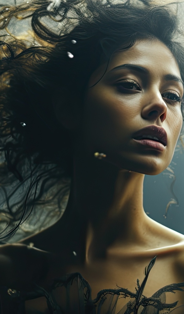 Ветер развивает волосы красивой девушки