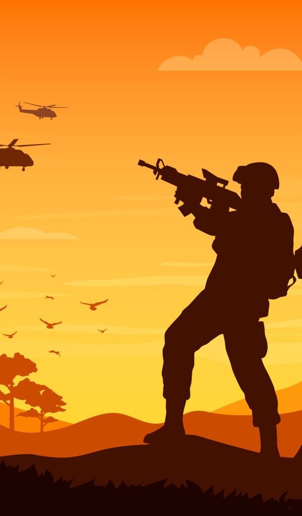 Солдаты на фоне неба, фон открытки на день защитника отечества