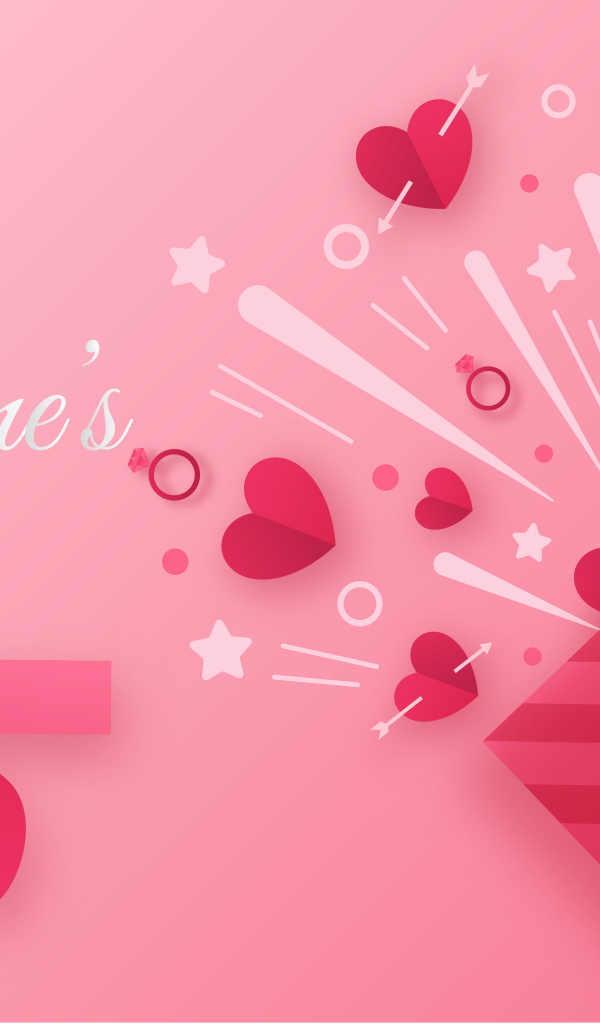 Розовая открытка на праздник Влюбленных