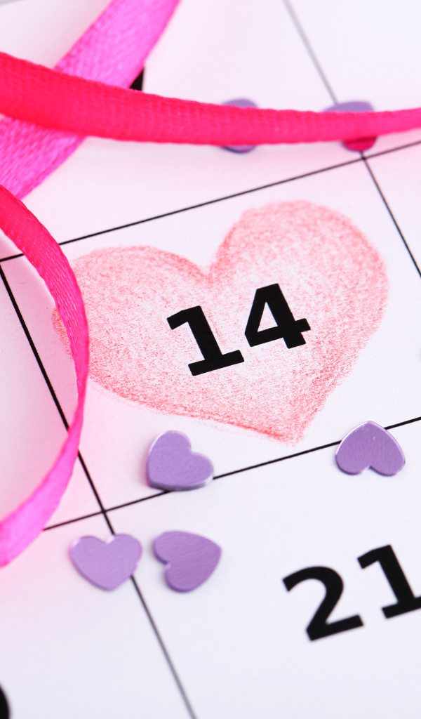 Календарь и ленточка на День Святого Валентина