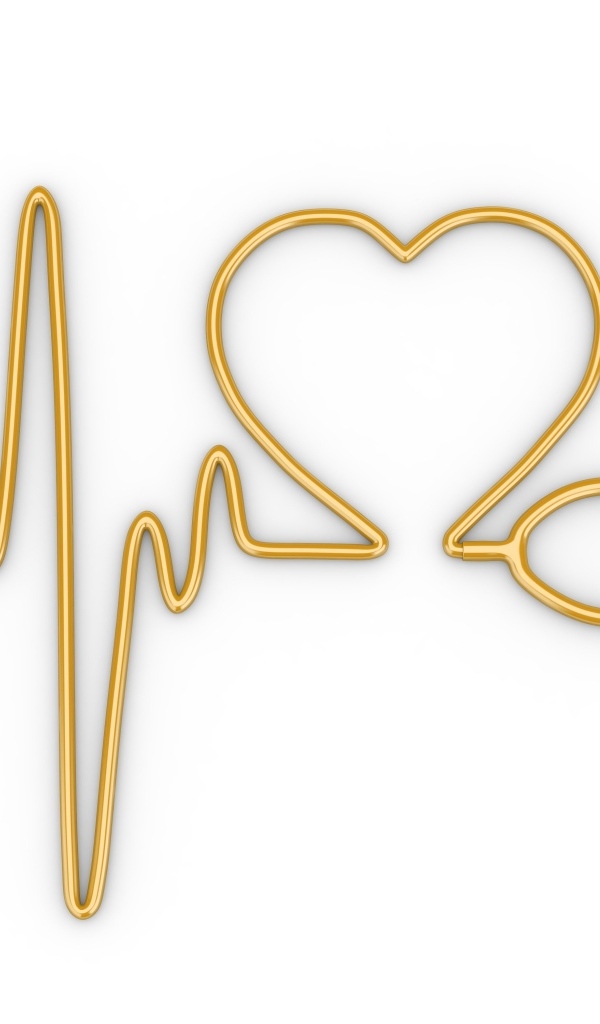 Кардиограмма со стетоскопа на белом фоне