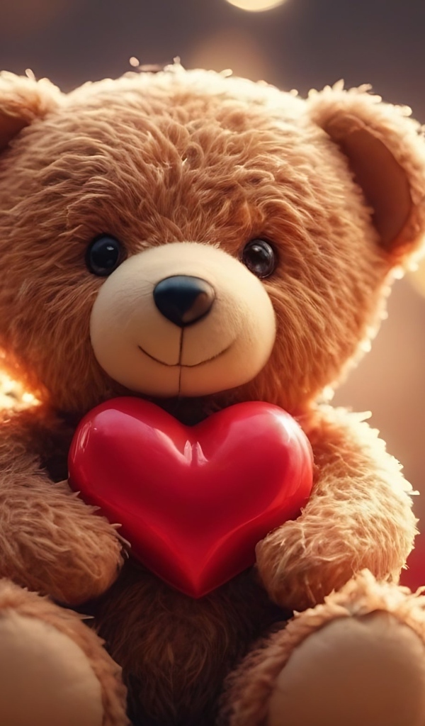Милый игрушечный медвежонок с красным сердцем
