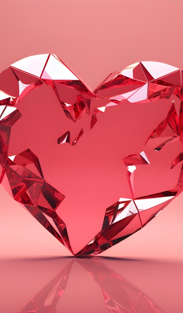 Стеклянное разбитое сердце на розовом фоне