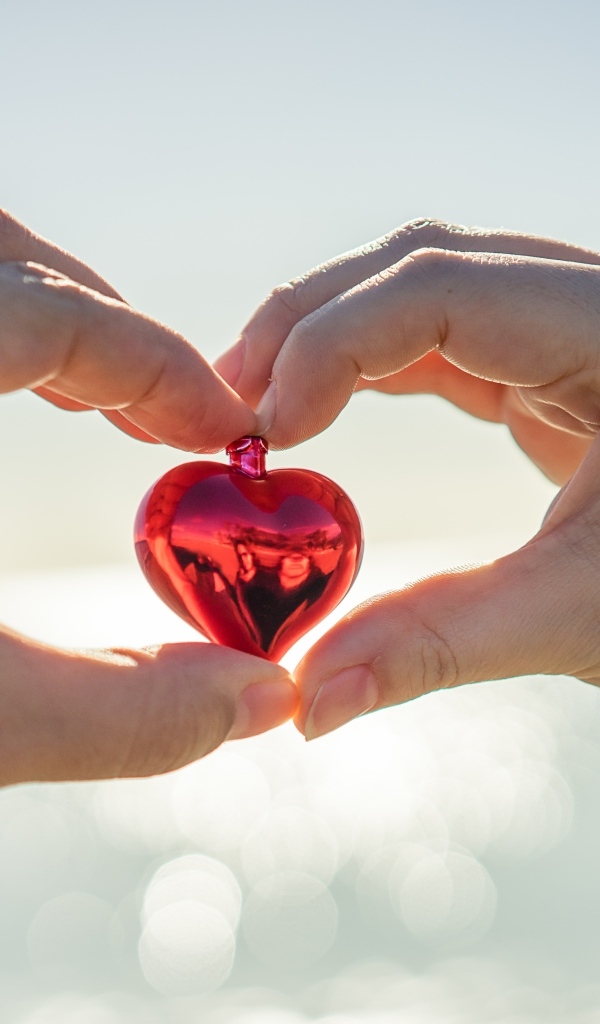 Маленькое сердечко в руках влюбленной пары