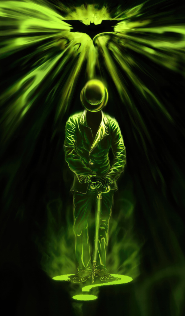 Мужчина в цилиндре с тростью в зеленом дыму