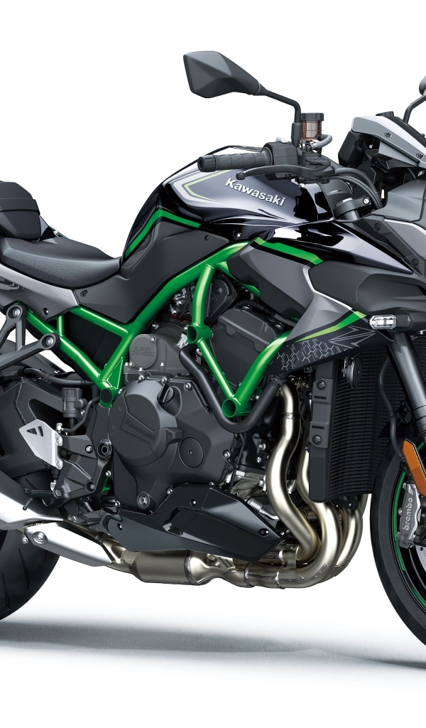 Тяжелый мотоцикл Kawasaki Z H2 SE  на белом фоне