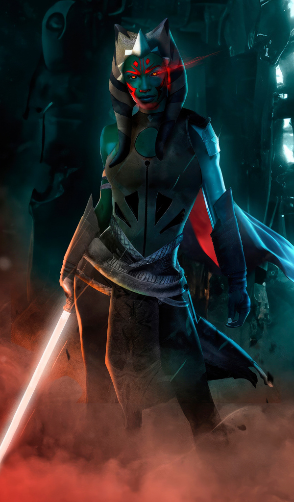 Персонаж Асока с лазерным мечом