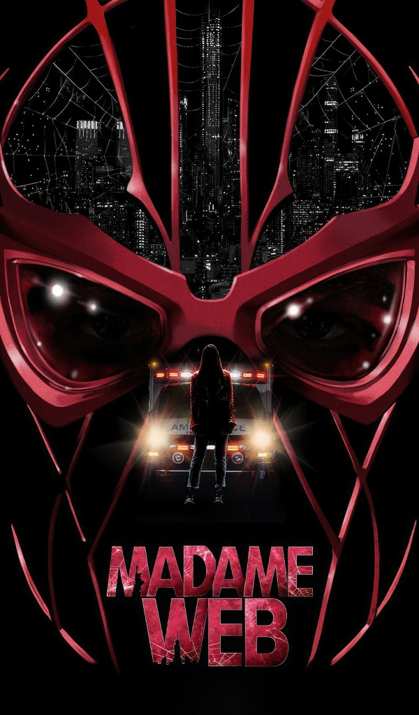 Череп на черном фоне, постер нового фильма Мадам Паутина