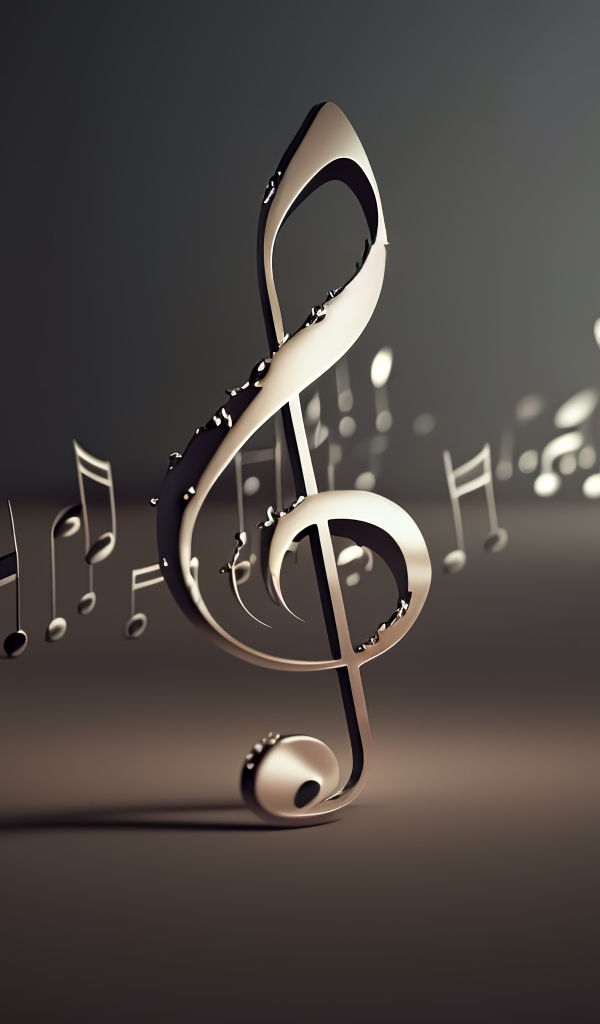 Металлические 3д ноты на сером фоне