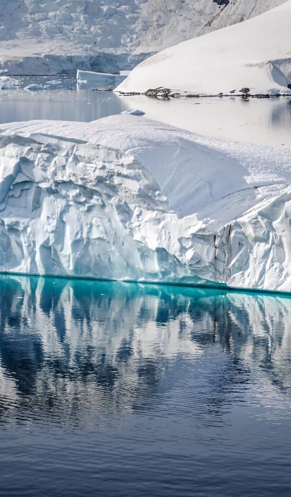 Большой голубой айсберг в воде океана