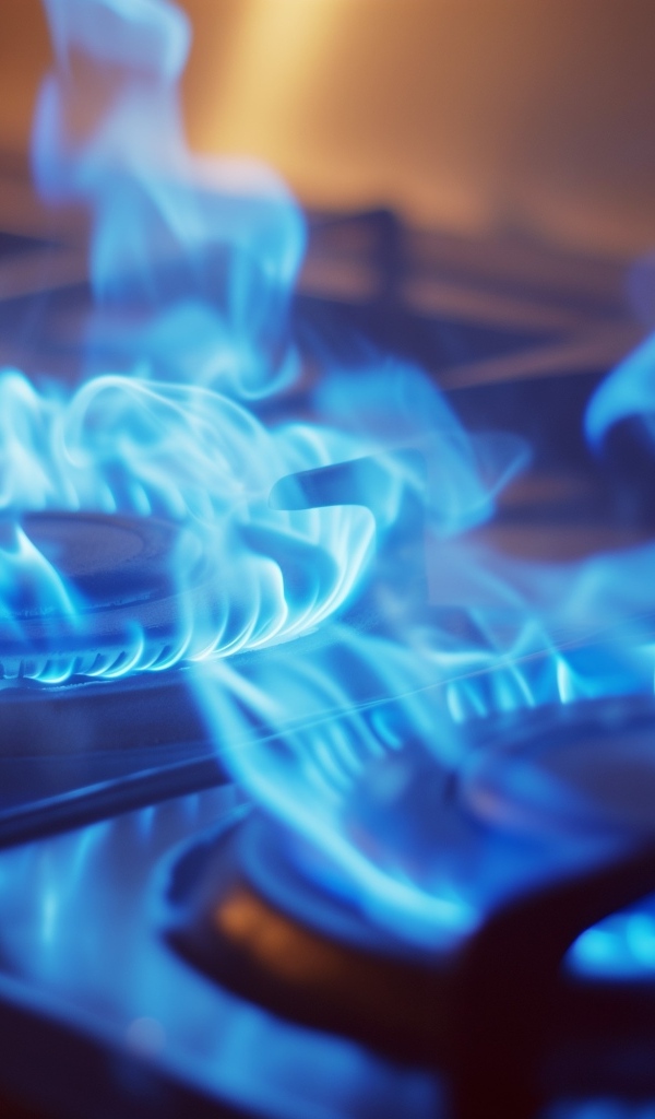Голубой огонь газа на плите