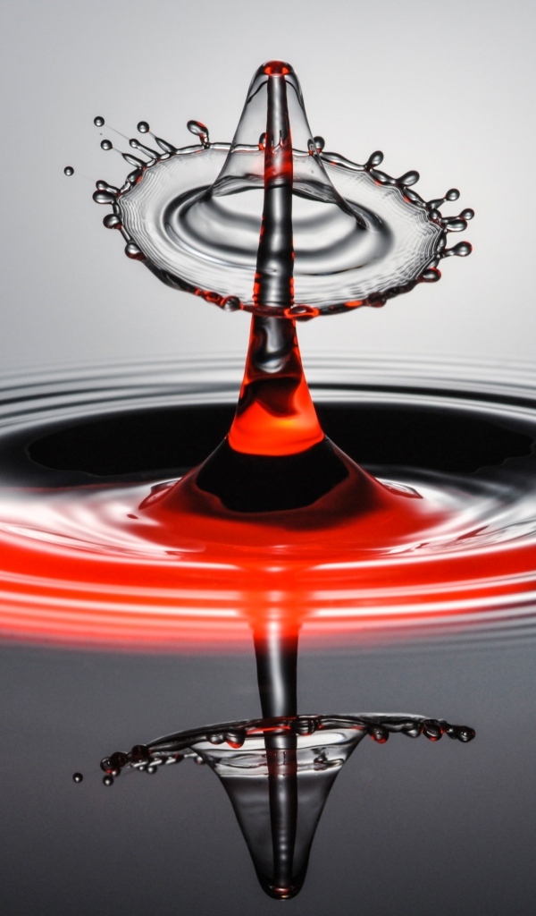 Брызги от капли воды на серой поверхности