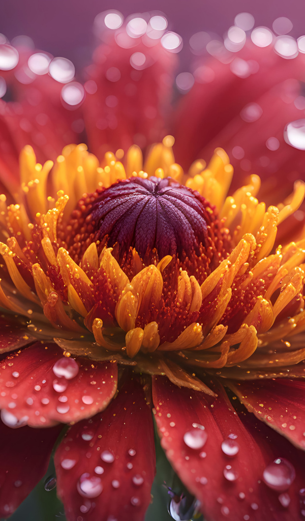 Большой цветок герберы с каплями на лепестках