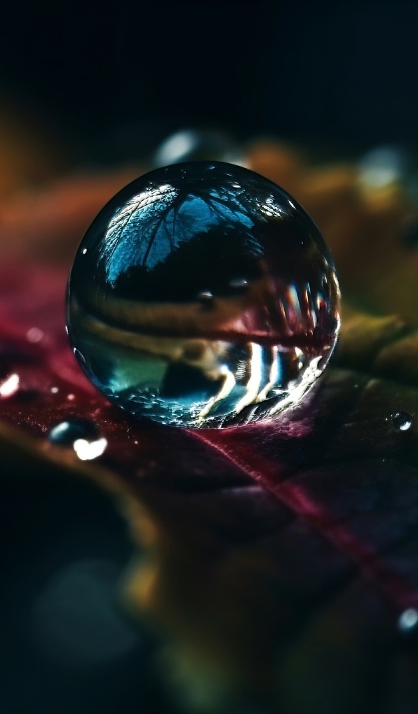 Капля воды на зеленом листе крупным планом