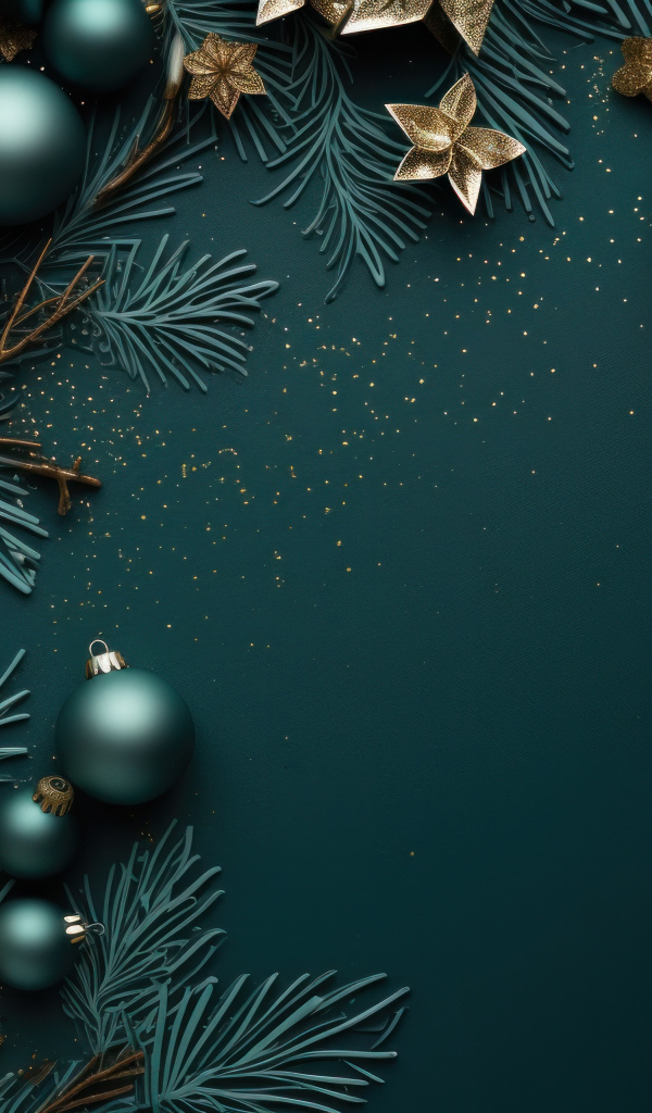 Красивый зеленый шаблон для новогодней открытки