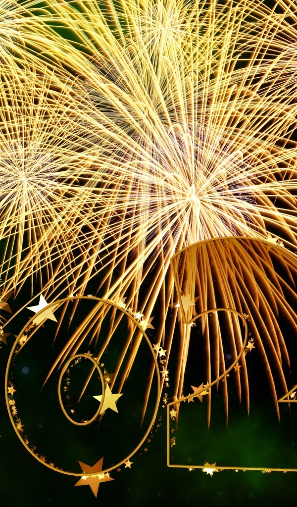 Яркий салют с цифрами на новый год 2025