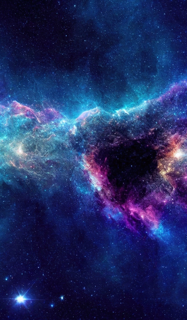 Яркая космическая туманность со звездами