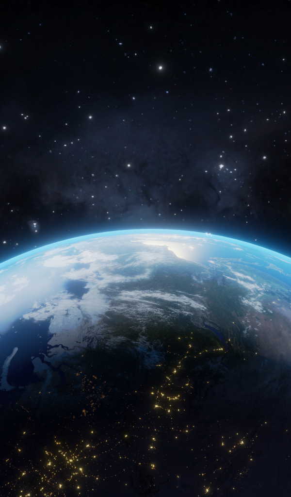 Половина планеты Земля в бескрайнем космосе