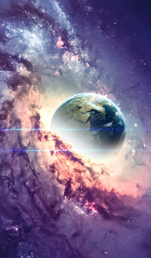 Большая планета Земля попадает в космическую дыру