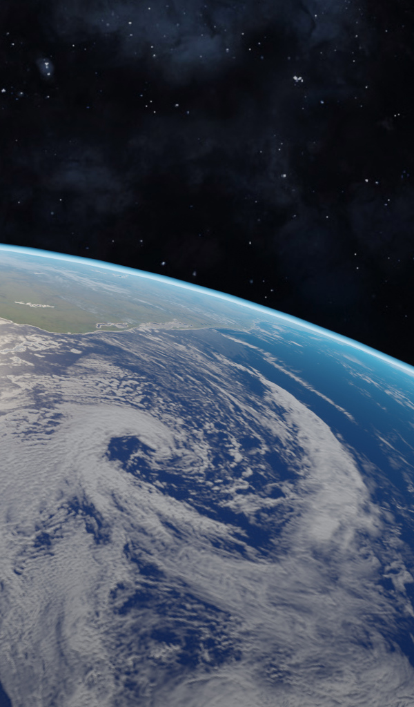 Вид на голубую планету Землю с темного космоса