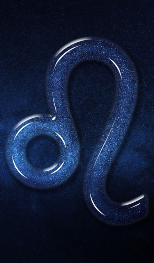 Синий блестящий знак зодиака лев