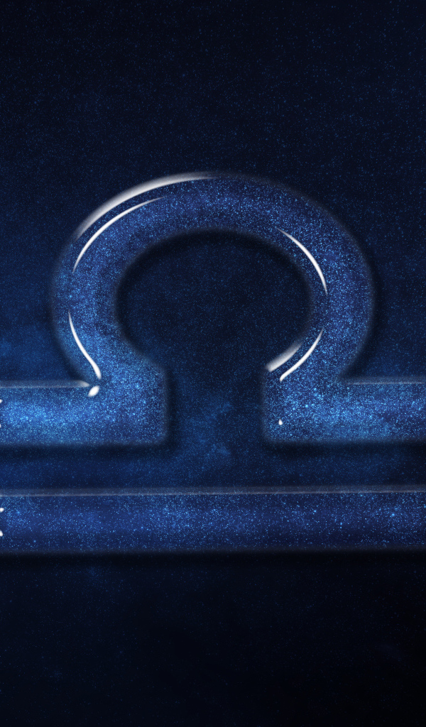 Синий блестящий знак зодиака весы 