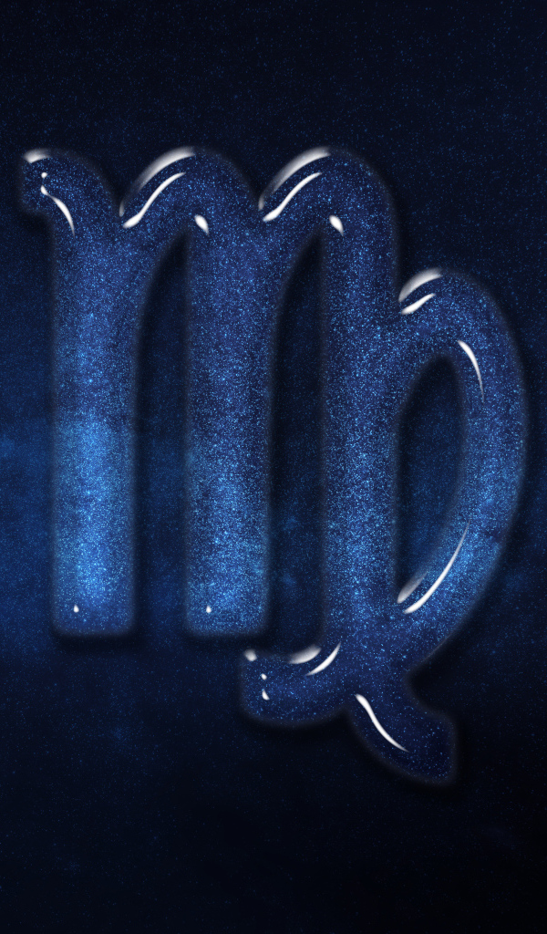 Синий блестящий знак зодиака  дева