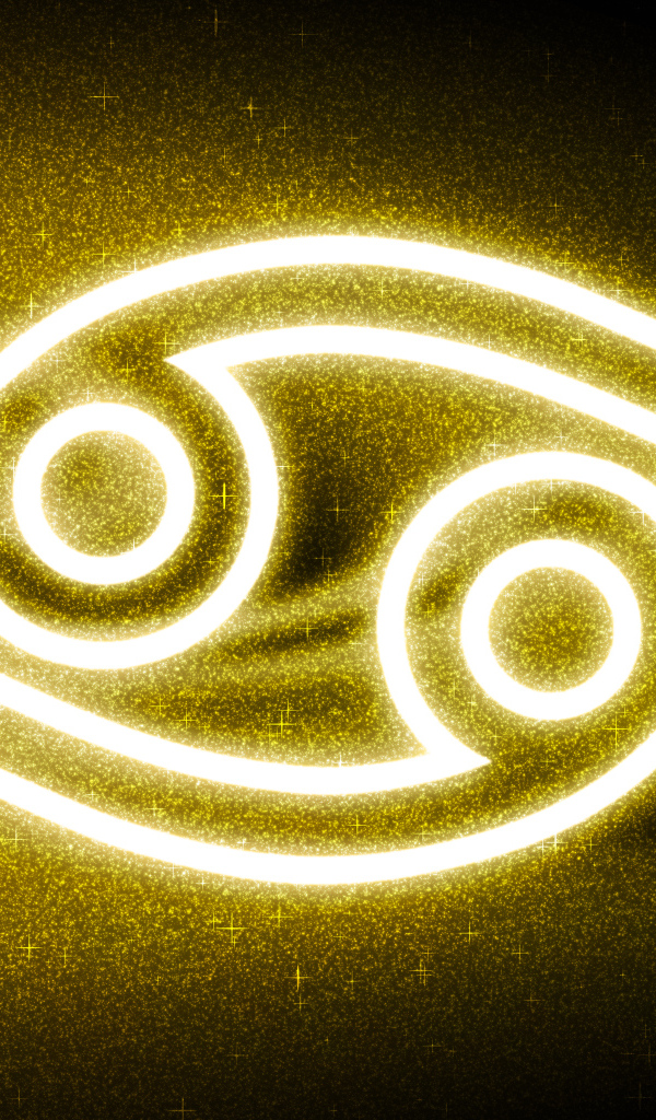 Золотистая пыль со знаком зодиака рак на черном фоне