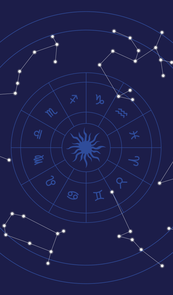 Зодиакальный круг на синем фоне