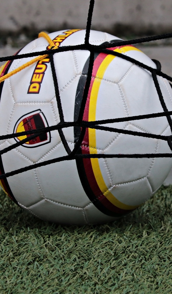 Футбольный мяч в воротах