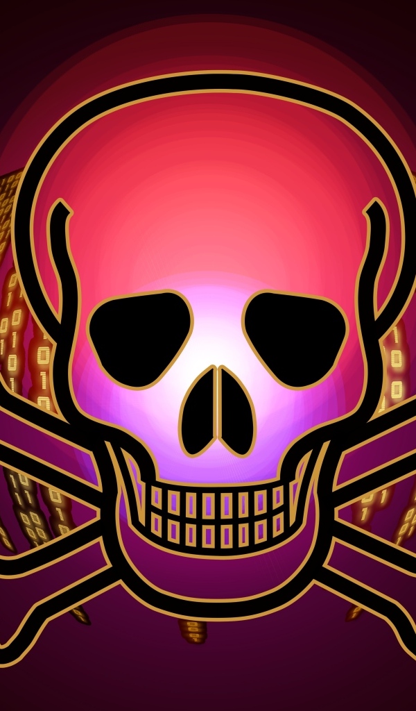 Череп вирус на бинарном коде