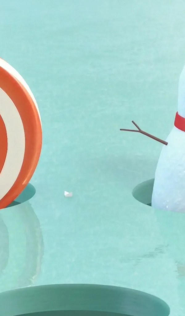 Снеговик с леденцом во льду 3д графика