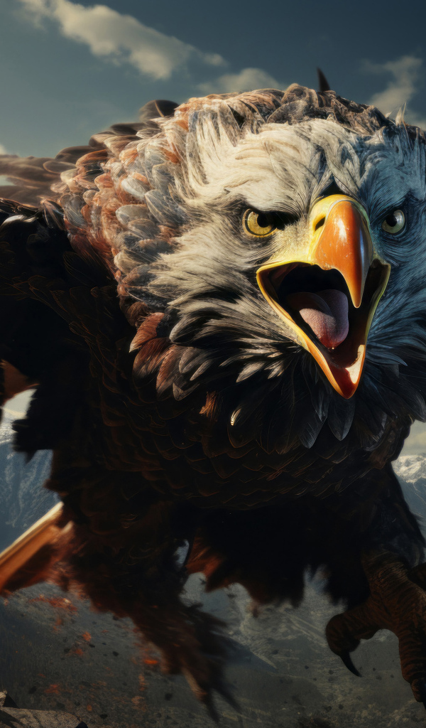 Большой хищный орел готовится напасть