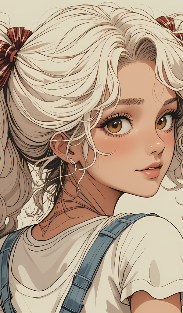 Девушка аниме с белыми волосами