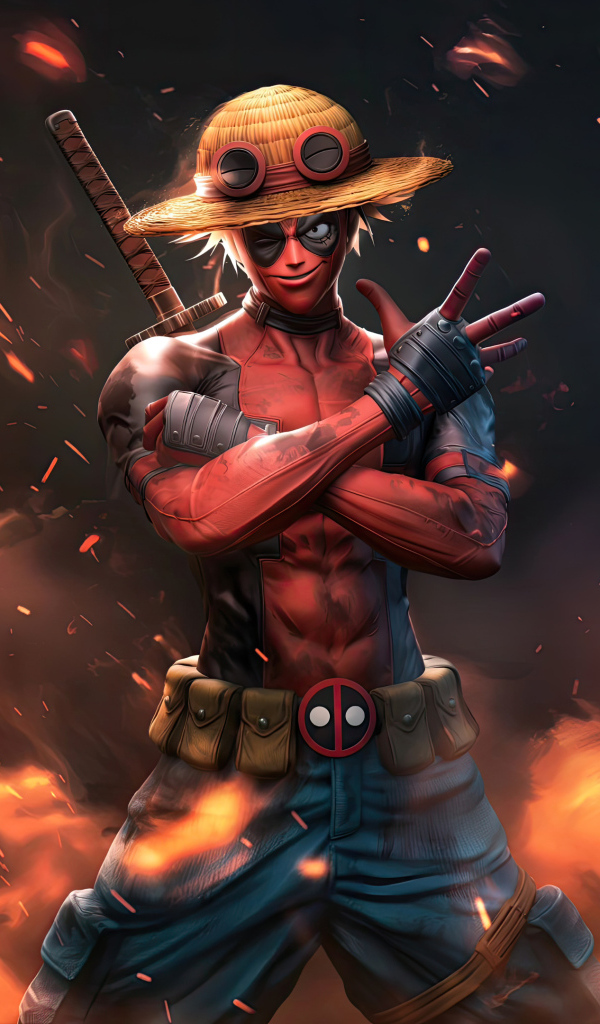 Персонаж Манки Д. Луффи в образе Дэдпула