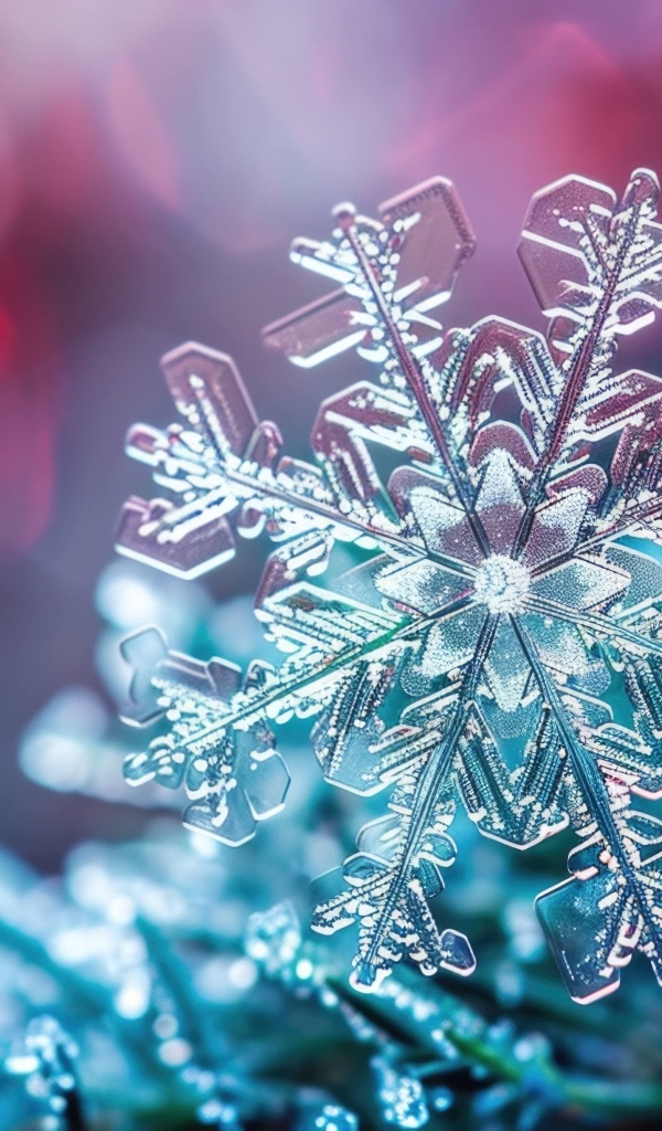 Красивая снежинка крупным планом макросъемка