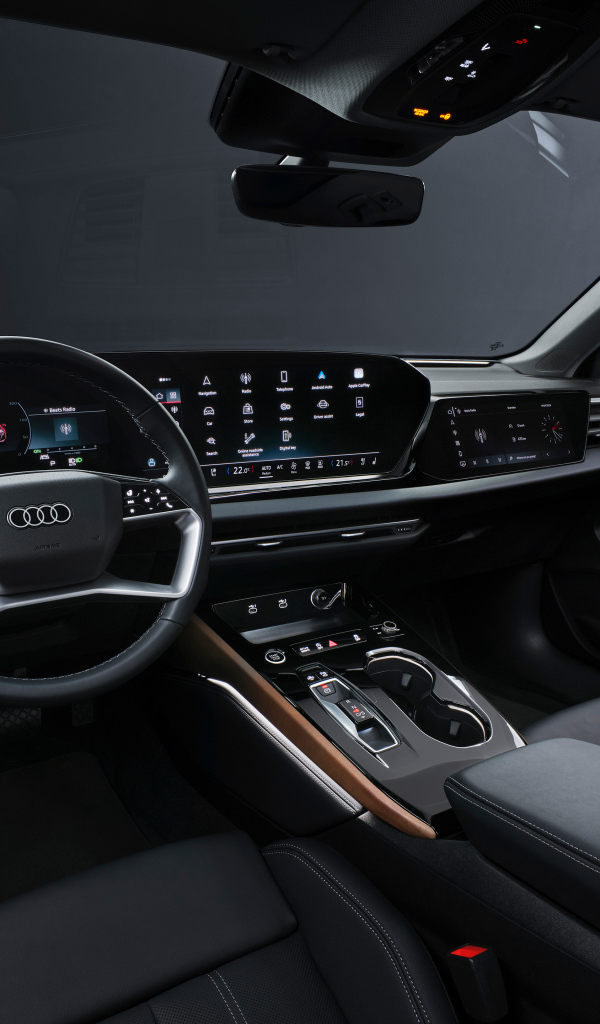 Черный кожаный салон автомобиля Audi A5 Avant TFSI quattro S line 2024 года