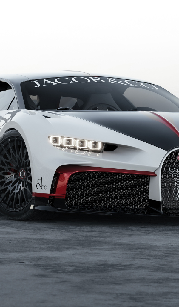 Быстрый спортивный автомобиль Bugatti Chiron вид спереди