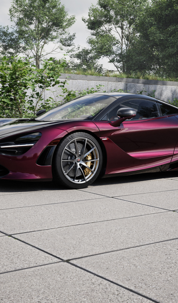 Бордовый автомобиль McLaren 720S