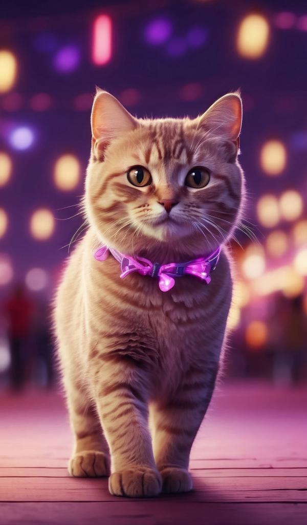 Нарисованный рыжий кот в городе