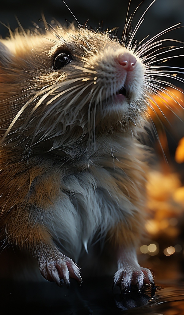 Маленький мышонок в мокрой траве